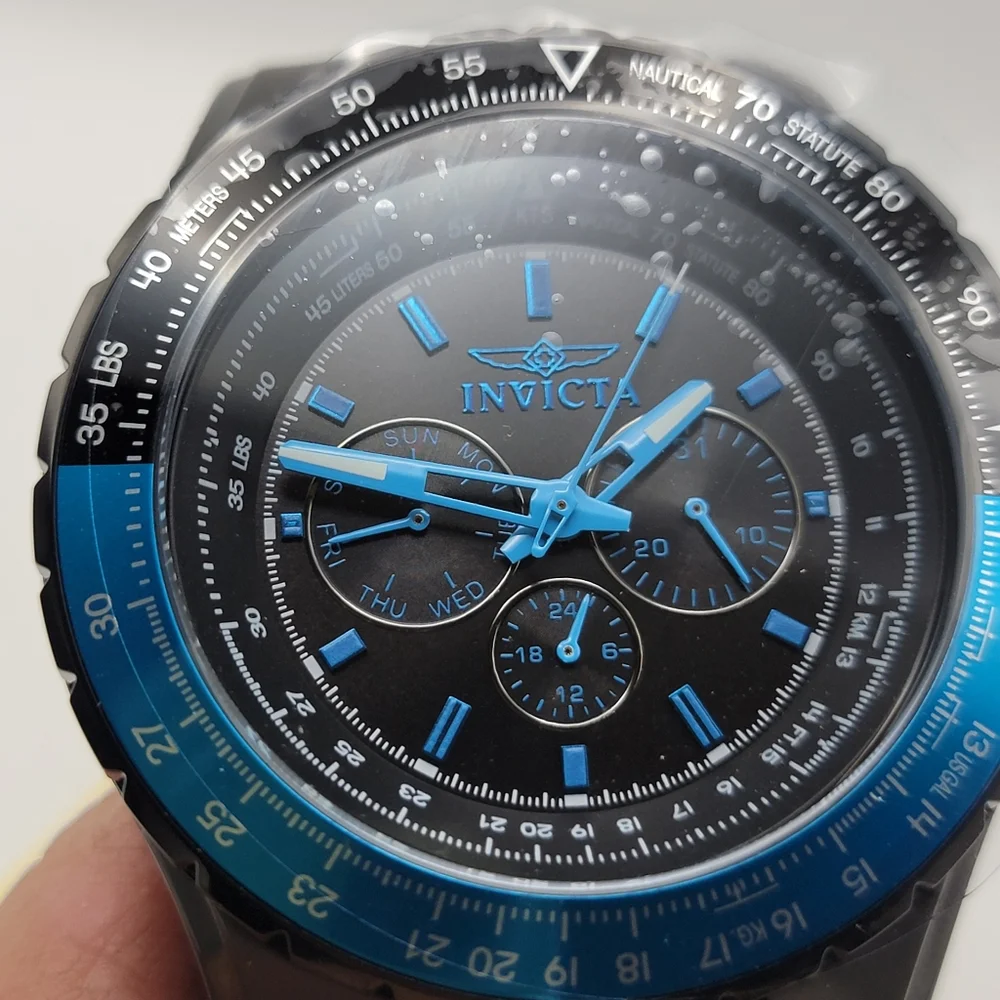 NEW Invicta 39278 Aviator Skyshock Men's Blue Black Quartz Watch Large 50mm Case